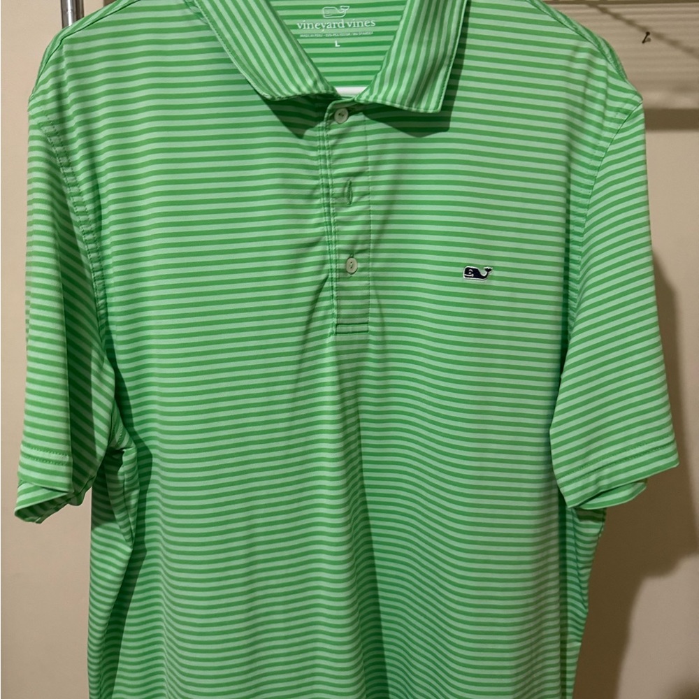 Vineyard Vines Men's Polo in Light Green Stripes